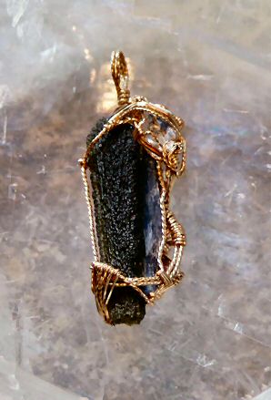 Moldavite, Kyanite, Cobalt Calcite, Herkimer Diamond