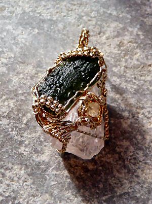 Moldavite, Citrine, Danburite