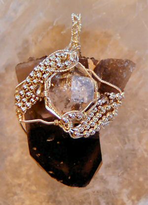 Smokey Quartz, Herkimer Diamond, Silver