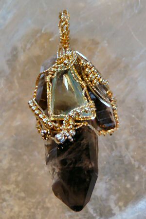 Smokey Quartz, Aquamarine, Gold