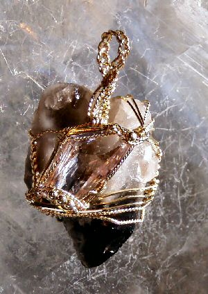 Morganite, Smokey Quartz, Gold