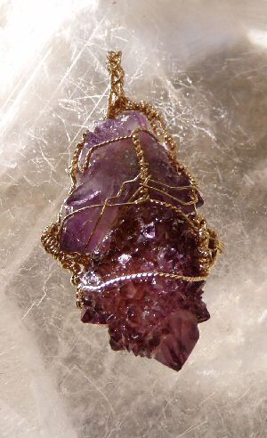 Amethyst - Cactus, Cluster, Pillow Cut, Gold