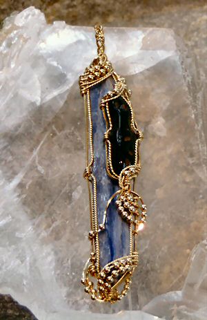 Kyanite, Moldavite, Gold