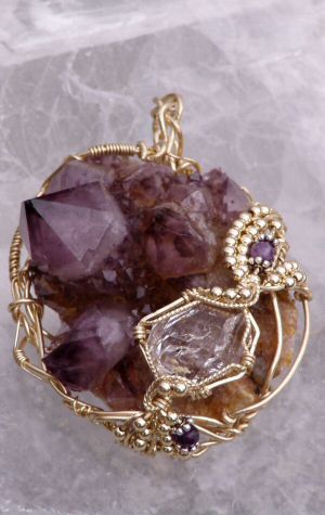 Amethyst, Herkimer Diamond, Gold